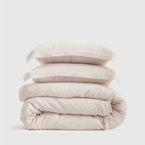 NEW Quince European Linen Double Flange King Pillow Shams (2) - Natural